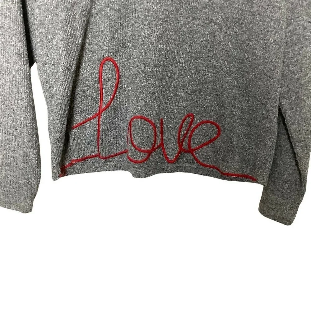 Zara Girls‎ 11-12 Long Sleeve T Shirt Gray Crewneck Love Valentines